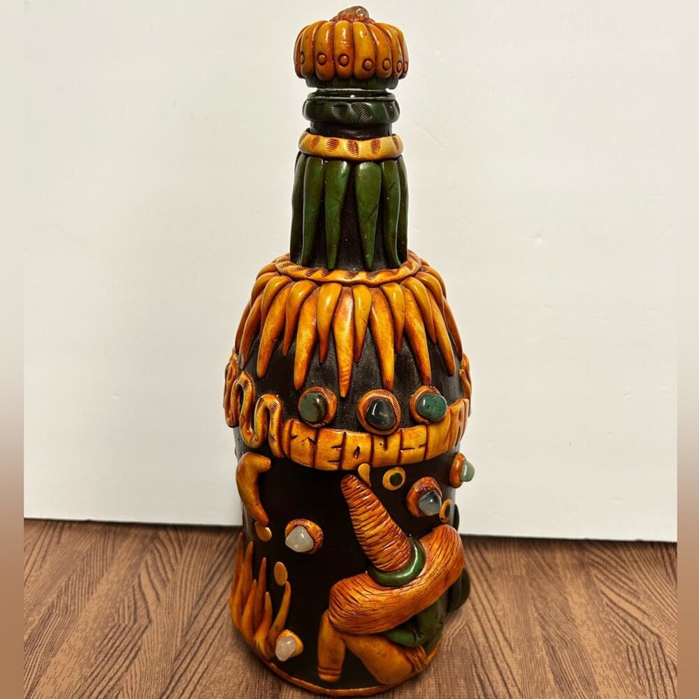 Vintage Souvenir Handmade Decorative Empty Bottle From Mexico Tequila